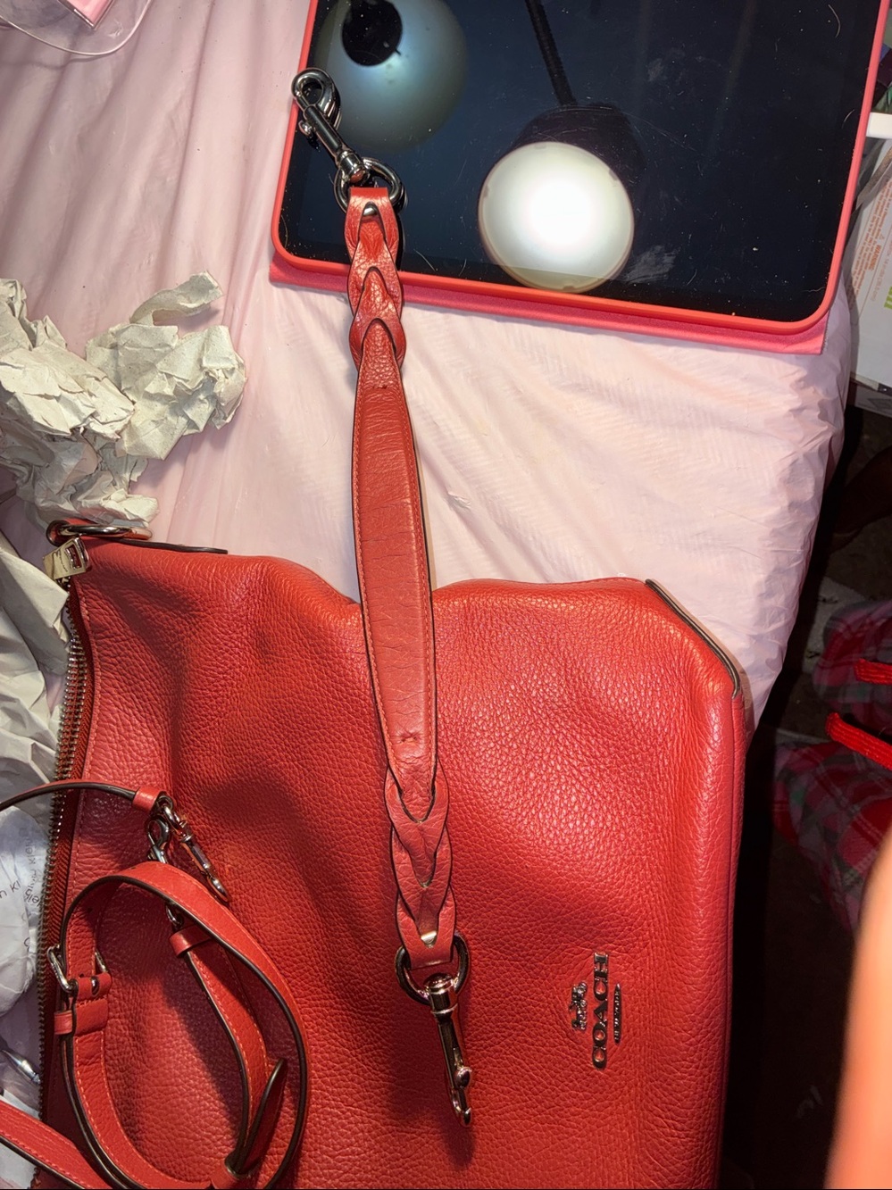Coach Coach Abby Duffle in a salmon pink color pebbled leather bag! - Picture 12 of 13